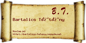 Bartalics Tétény névjegykártya